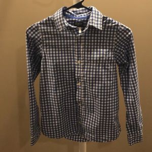 Boys Blue Checkered Long Sleeve Button Shirt